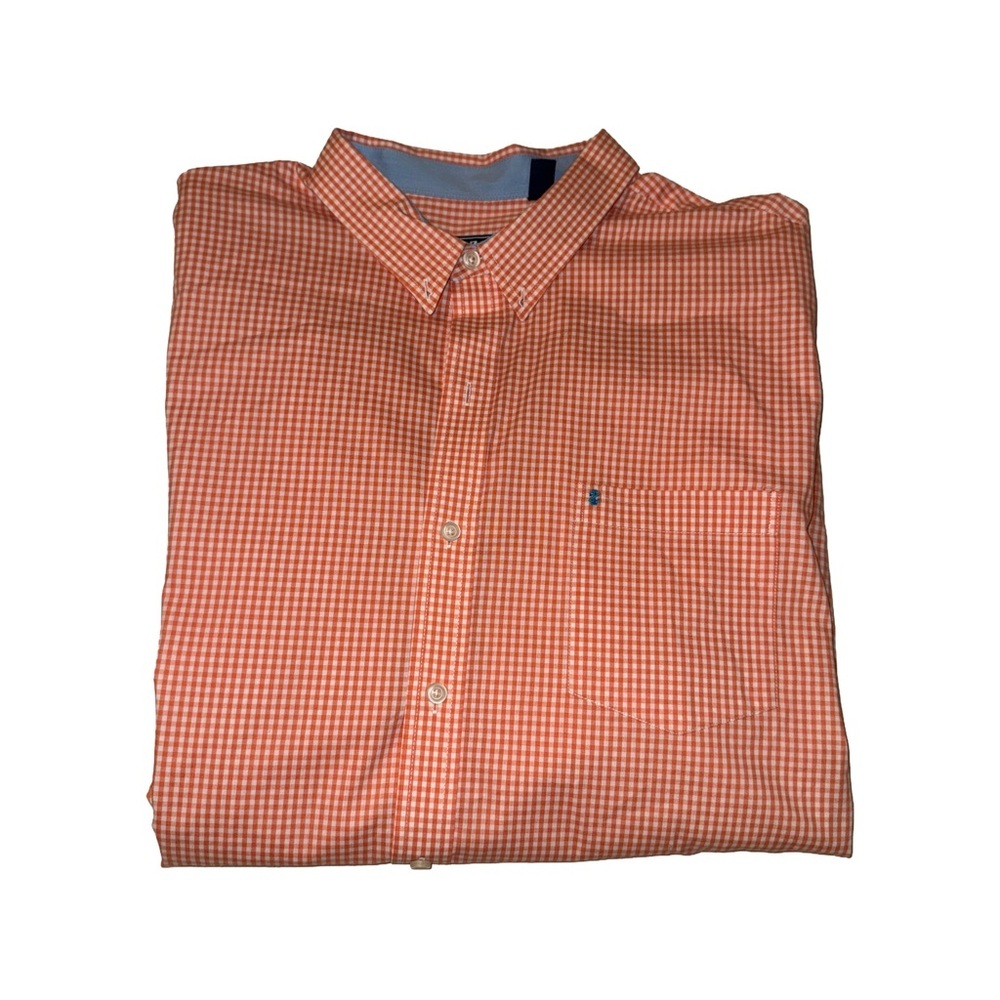 Men’s Izod Orange Gingham Button Down Long Sleeve Shirt